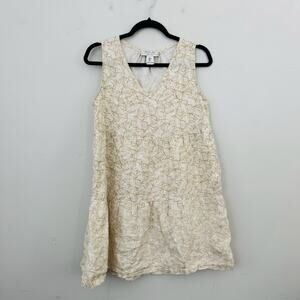 Rachel Zoe Linen Beige Floral Sleeveless Blouse Women’s Size S